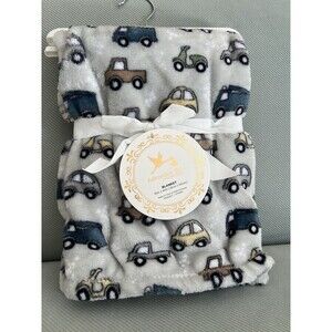 Adirondack My Cozy Baby Blanket Cars Trucks Vehicles Print Gray Soft Cozy Plush